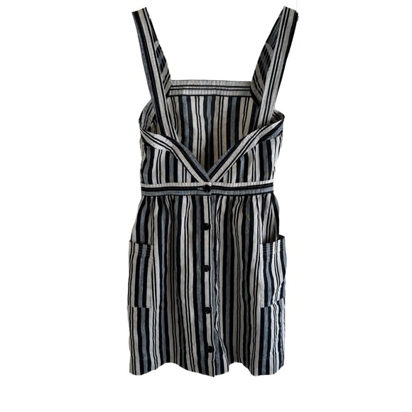Madewell Striped Linen/ Cotton Blend Evelyn Apron Navy White Mini Dress - Picture 2 of 15
